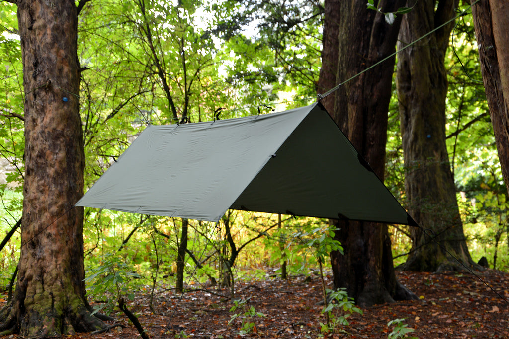 Setting up a tarp for camping, forest school or shade
