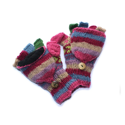 Fingerless Gloves with Mitten Flap
