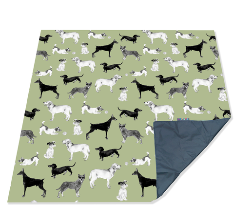 Pacmat Family Size Picnic Blanket Dog Pattern Green